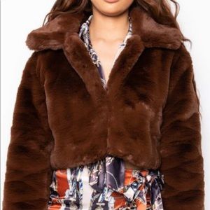 New with tags faux fur cropped jacket.